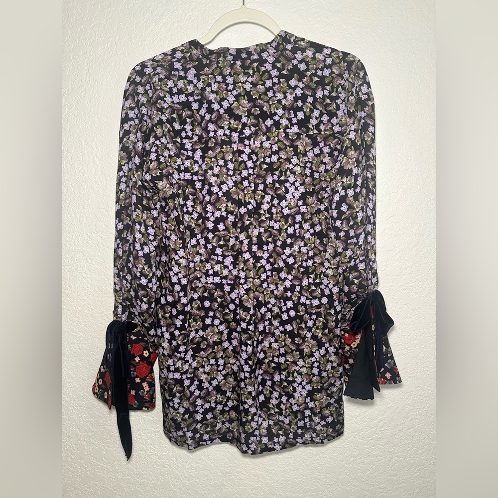 Mother of Pearl silk floral top bell sleeve size large women’s blouse - Picture 8 of 8